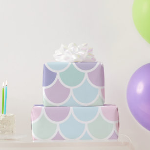 Modern Pastel Lovely Mermaid Pattern With Name Wrapping Paper