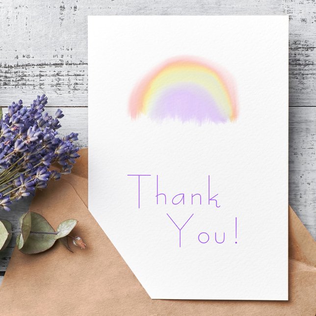 Modern pastel mauve watercolor rainbow business thank you card (Creator Uploaded)