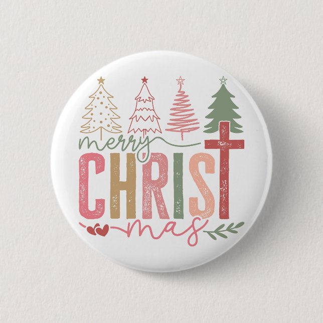 Modern Pastel Merry Christ mas  Button (Front)