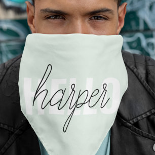 Modern Pastel Mint Hello And You Name Bandana