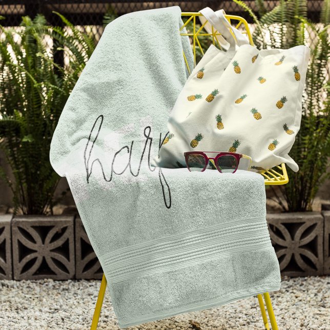 Modern Pastel Mint Hello And You Name Beach Towel (Creator Uploaded)