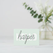 Modern Pastel Mint Hello And You Name Business Card (Standing Front)