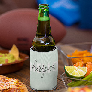 Modern Pastel Mint Hello And You Name Can Cooler