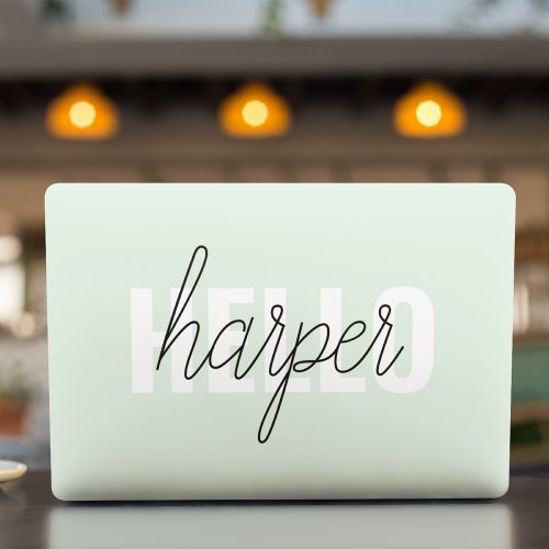 Modern Pastel Mint Hello And You Name HP Laptop Skin