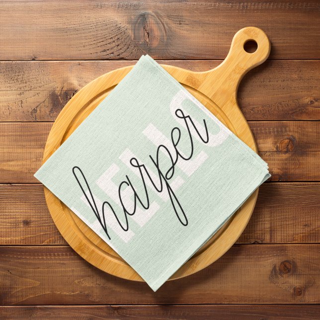 Modern Pastel Mint Hello And You Name Kitchen Towel (Creator Uploaded)