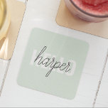 Modern Pastel Mint Hello And You Name Square Paper Coaster<br><div class="desc">Modern Pastel Mint Hello And You Name</div>