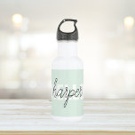 Modern Pastel Mint Hello And You Name Stainless Steel Water Bottle<br><div class="desc">Modern Pastel Mint Hello And You Name</div>