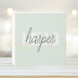 Modern Pastel Mint Hello And You Name Wooden Box Sign<br><div class="desc">Modern Pastel Mint Hello And You Name</div>