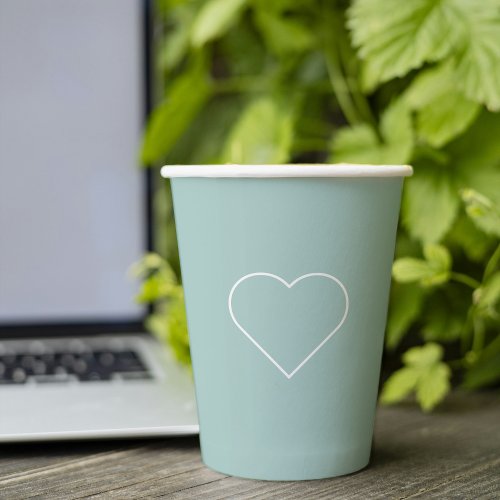 Modern Pastel Mint  Minimalist Heart Lovely Gift Paper Cups