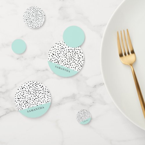 Modern Pastel Mint Simple With Personalized Name Confetti
