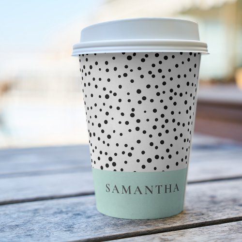 Modern Pastel Mint Simple With Personalized Name Paper Cups