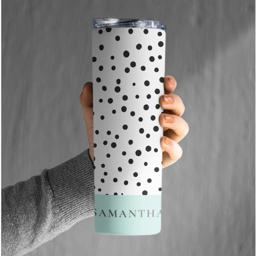Modern Pastel Mint Simple With Personalized Name Thermal Tumbler