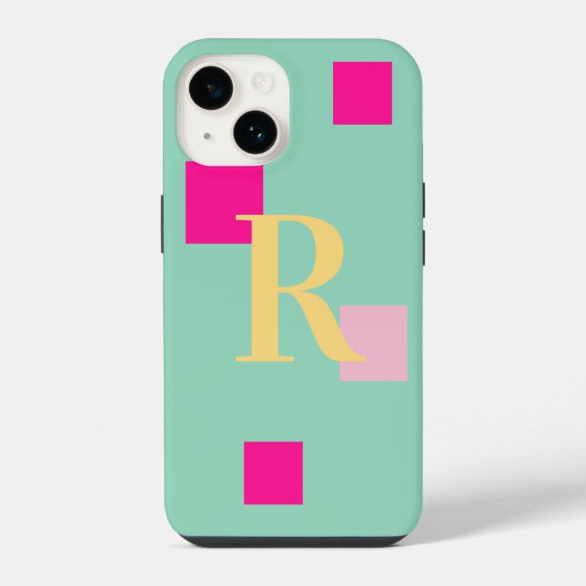 Modern Pastel Monogram Iphone Case (Back)