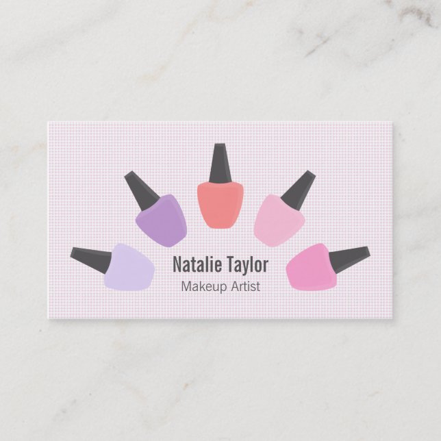 Modern Pastel Nail Polish Makeup Artist Business Business Card (Front)