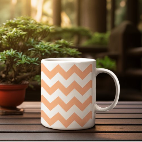 Modern Pastel Peach Orange Chevron Coffee Mug