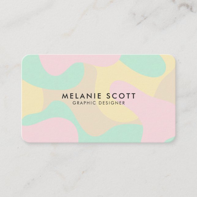 Modern pastel pink abstract pattern minimalist business card (Front)