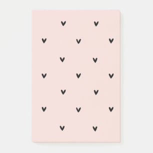Modern Pastel Pink And Black Hearts Pattern Post-it Notes