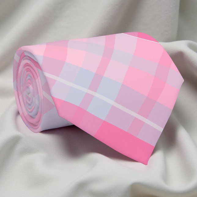 Modern Pastel Pink and Gray Plaid Tartan Pattern Neck Tie (Creator Uploaded)