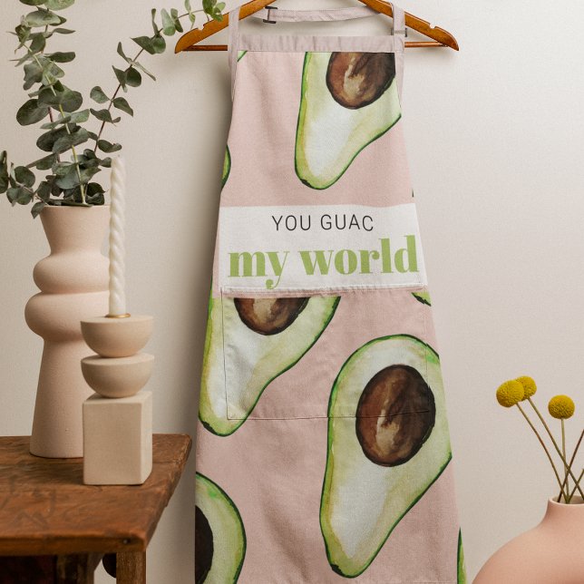Modern Pastel Pink And Green Avocado Fun Quote Apron (Creator Uploaded)