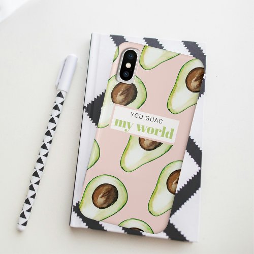Modern Pastel Pink And Green Avocado Fun Quote iPhone XS Case