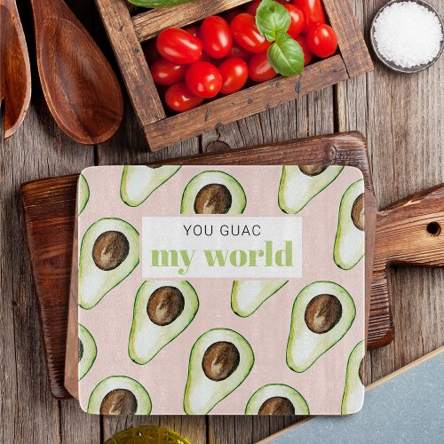 Modern Pastel Pink And Green Avocado Fun Quote  Cutting Board