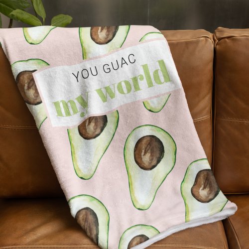 Modern Pastel Pink And Green Avocado Fun Quote Fleece Blanket