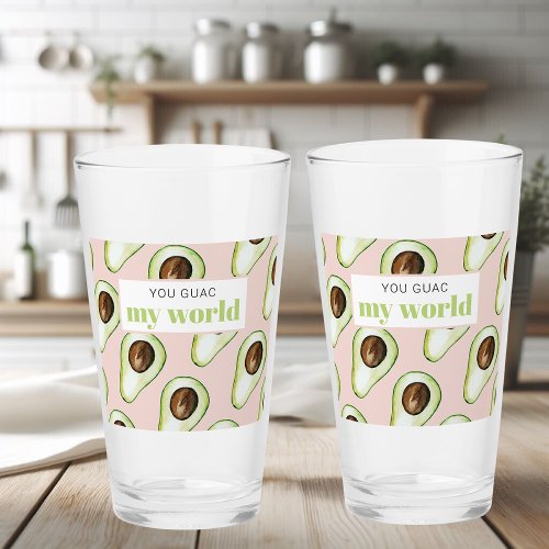 Modern Pastel Pink And Green Avocado Fun Quote Glass