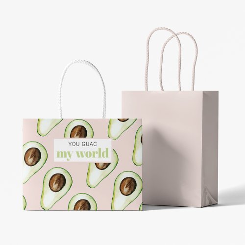 Modern Pastel Pink And Green Avocado Fun Quote Large Gift Bag
