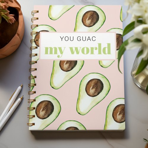 Modern Pastel Pink And Green Avocado Fun Quote  Notebook
