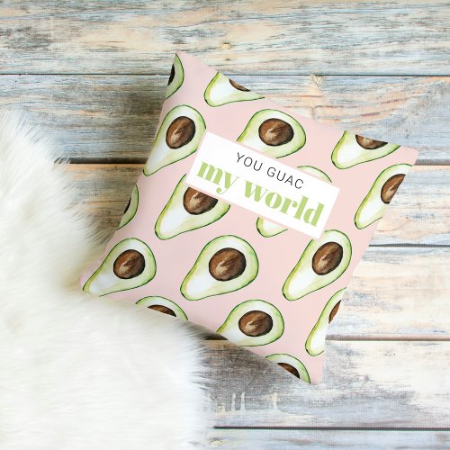 Modern Pastel Pink And Green Avocado Fun Quote Outdoor Pillow