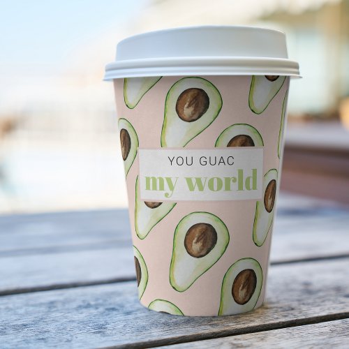 Modern Pastel Pink And Green Avocado Fun Quote Paper Cups
