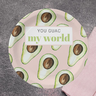 Modern Pastel Pink And Green Avocado Fun Quote Paper Plates