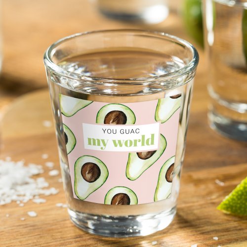 Modern Pastel Pink And Green Avocado Fun Quote Shot Glass