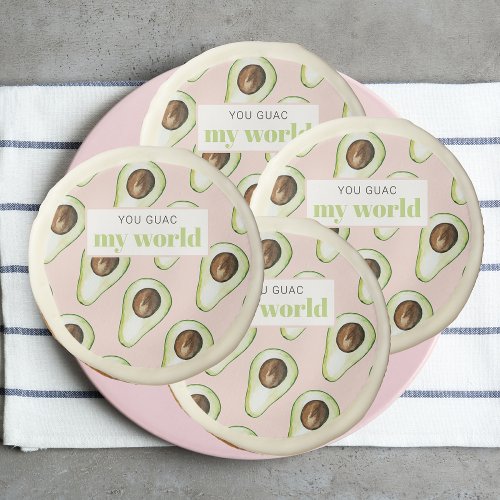 Modern Pastel Pink And Green Avocado Fun Quote  Sugar Cookie