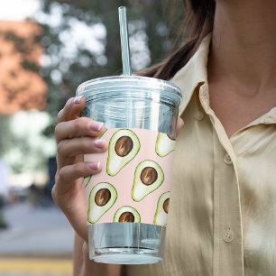 Modern Pastel Pink And Green Avocado Pattern Acrylic Tumbler
