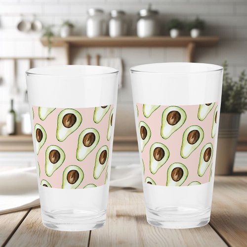 Modern Pastel Pink And Green Avocado Pattern Glass