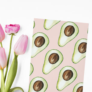 Modern Pastel Pink And Green Avocado Pattern Holiday Card