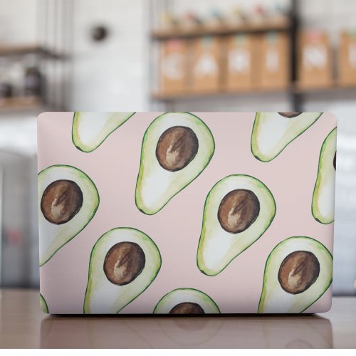 Modern Pastel Pink And Green Avocado Pattern HP Laptop Skin