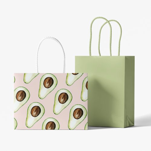 Modern Pastel Pink And Green Avocado Pattern Large Gift Bag