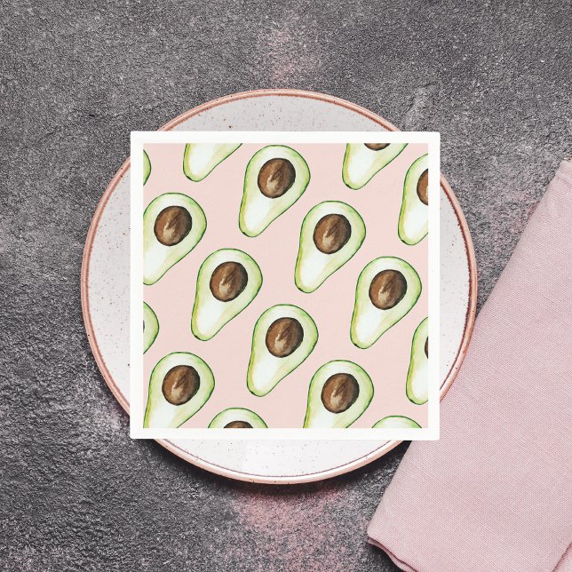 Modern Pastel Pink And Green Avocado Pattern Napkins (Creator Uploaded)