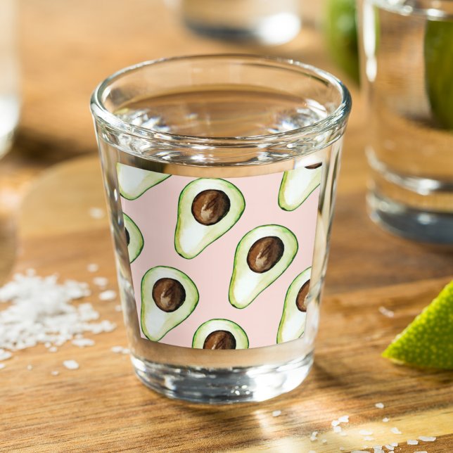 Modern Pastel Pink And Green Avocado Pattern Shot Glass (Creator Uploaded)