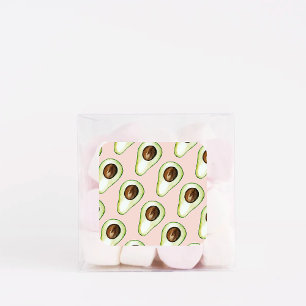 Modern Pastel Pink And Green Avocado Pattern Square Sticker