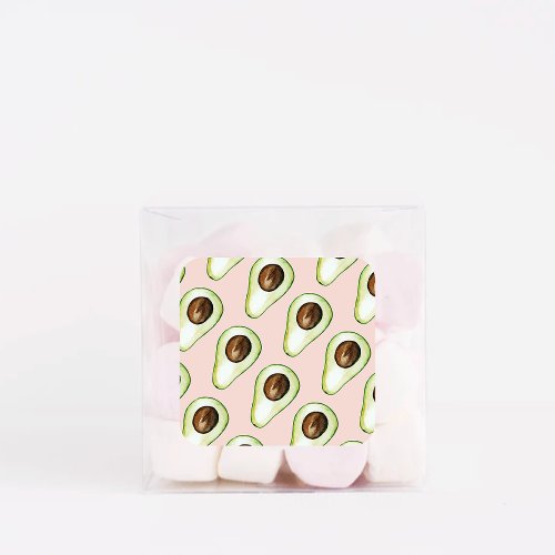 Modern Pastel Pink And Green Avocado Pattern Square Sticker