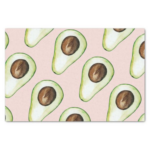 Modern Pastel Pink And Green Avocado Pattern Tissue Paper