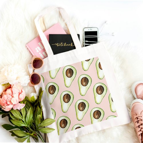 Modern Pastel Pink And Green Avocado Pattern Tote Bag