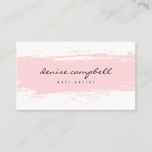 Modern pastel pink and white abstract brushstroke business card