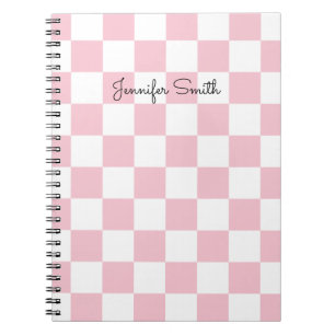 Modern Pastel Pink and White Checker Notebook