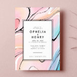 Modern Pastel Pink Aqua Marble Wedding Invitation<br><div class="desc">Modern Pastel Pink Aqua Marble Wedding Invitation</div>