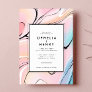 Modern Pastel Pink Aqua Marble Wedding Invitation