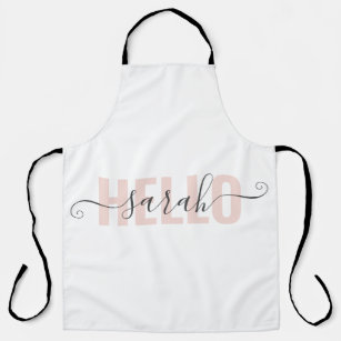 Modern Pastel Pink Beauty Hello And Your Name Apron